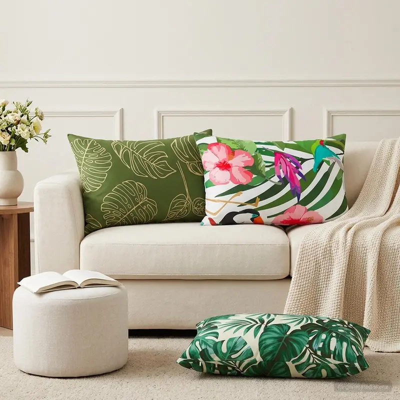 Vidaxl kussensloop 6 pcs heerlen bladontwerp 50 x 70 cm polyester
