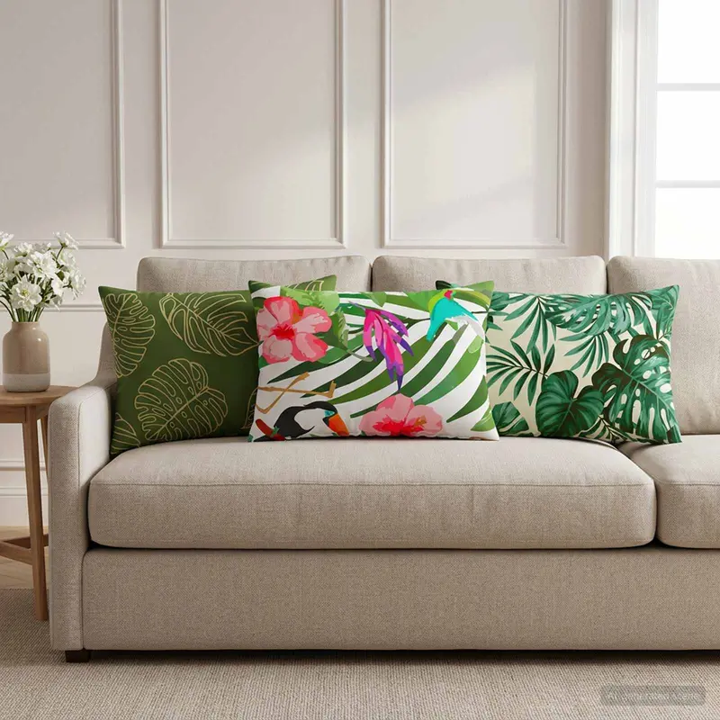 Vidaxl kussensloop 6 pcs heerlen bladpatroon 30 x 50 cm polyester