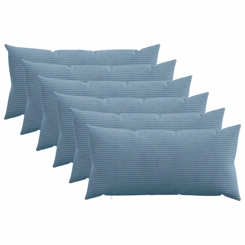 Vidaxl kussensloop 6 pcs heerlen blauw 40 x 70 cm corduroy