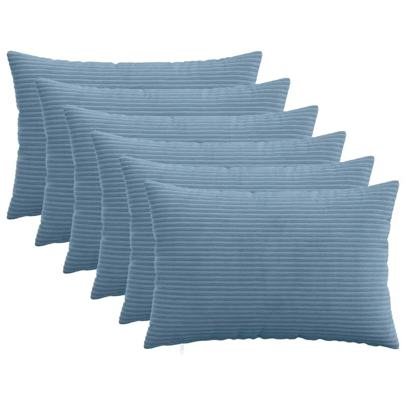 Vidaxl kussensloop 6 pcs heerlen blauw 50 x 75 cm corduroy