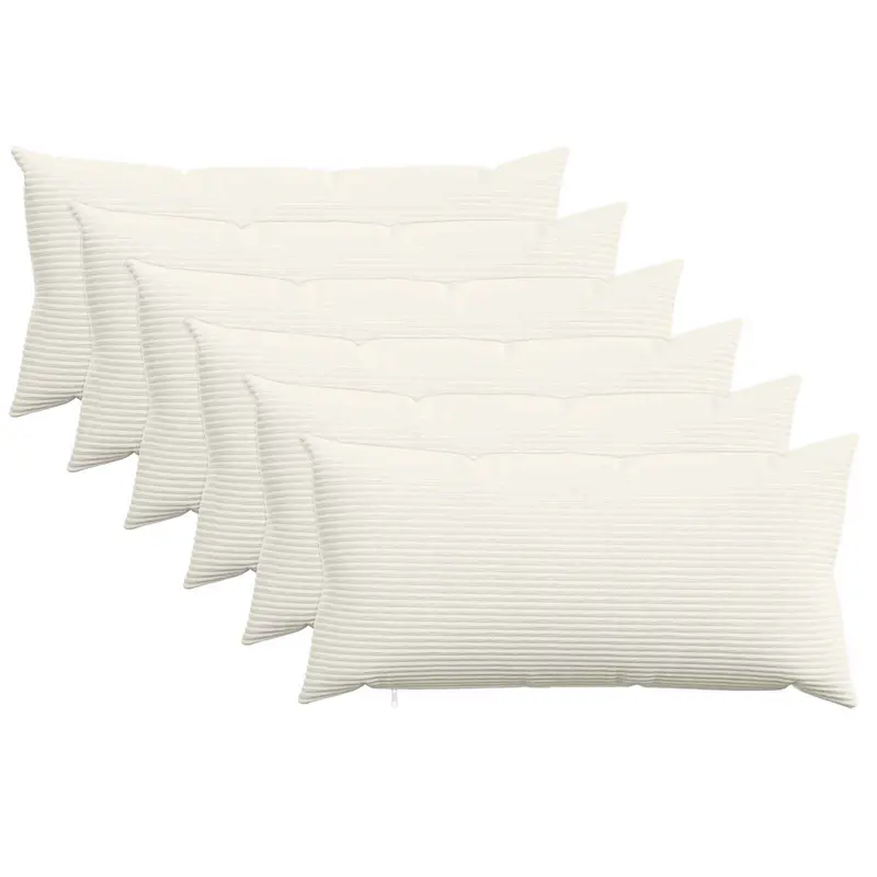 Vidaxl kussensloop 6 pcs heerlen crèmekleurig 40 x 80 cm corduroy
