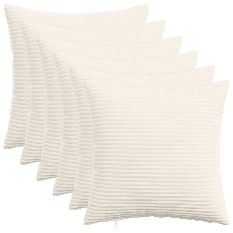 Vidaxl kussensloop 6 pcs heerlen crèmekleurig 50 x 50 cm corduroy