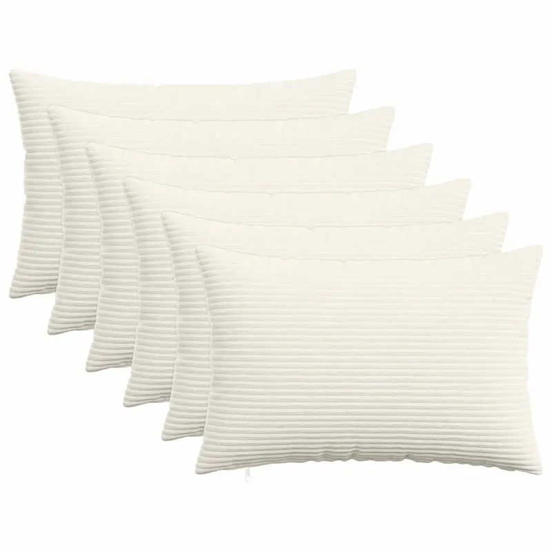 Vidaxl kussensloop 6 pcs heerlen crèmekleurig 50 x 80 cm corduroy