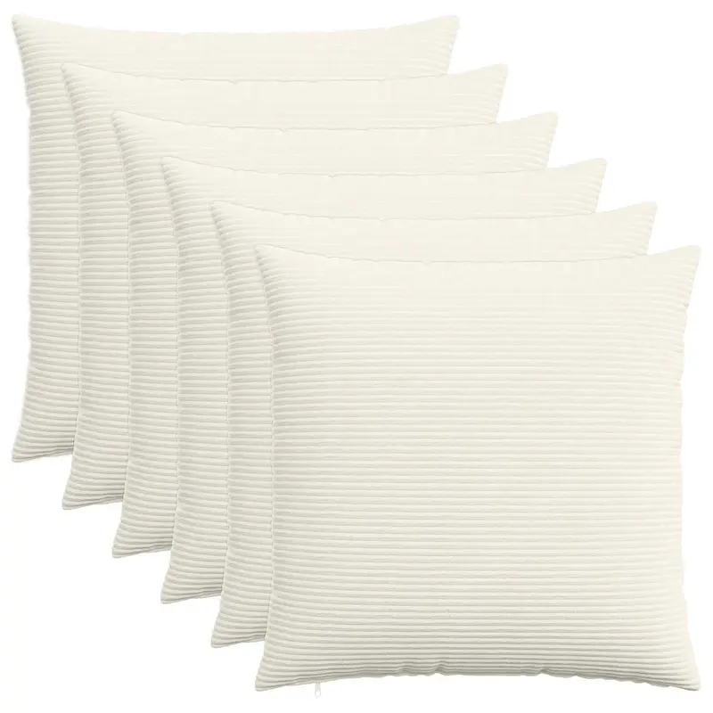 Vidaxl kussensloop 6 pcs heerlen crèmekleurig 65 x 65 cm corduroy