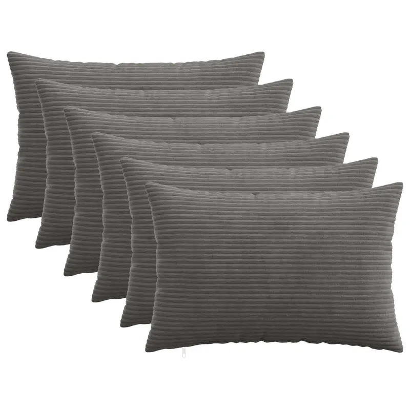 Vidaxl kussensloop 6 pcs heerlen donkergrijs 40 x 60 cm corduroy