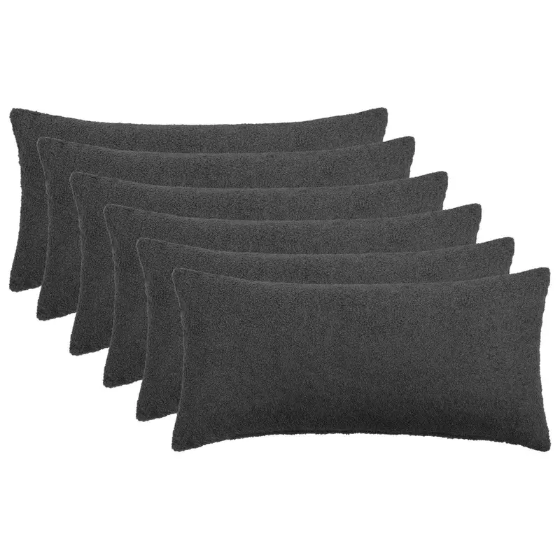 Vidaxl kussensloop 6 pcs heerlen donkergrijs 40 x 70 cm bouclé