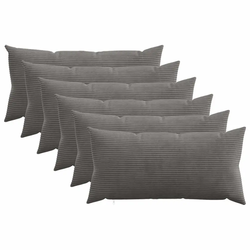 Vidaxl kussensloop 6 pcs heerlen donkergrijs 40 x 80 cm corduroy