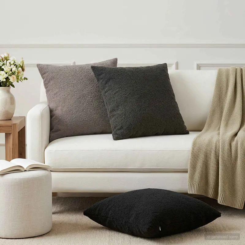 Vidaxl kussensloop 6 pcs heerlen donkergrijs 65 x 65 cm bouclé