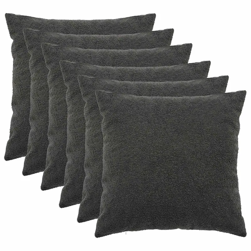 Vidaxl kussensloop 6 pcs heerlen donkergrijs 80 x 80 cm bouclé