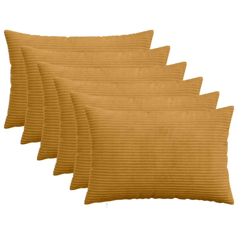 Vidaxl kussensloop 6 pcs heerlen geel 50 x 75 cm corduroy