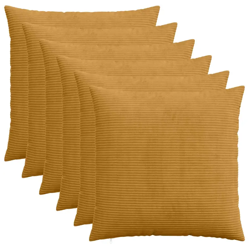 Vidaxl kussensloop 6 pcs heerlen geel 70 x 70 cm corduroy
