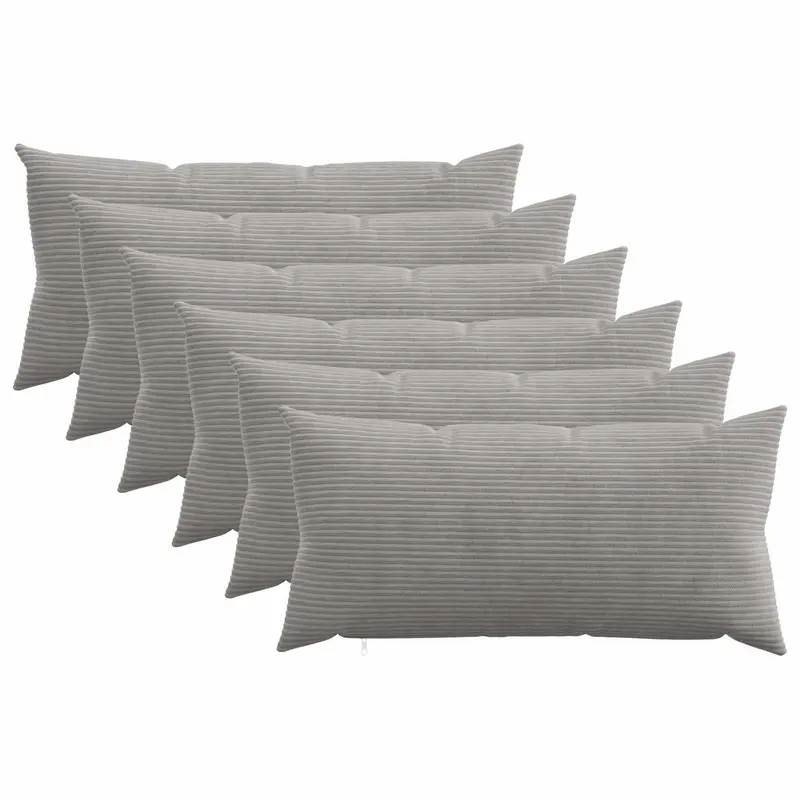 Vidaxl kussensloop 6 pcs heerlen lichtgrijs 40 x 70 cm corduroy