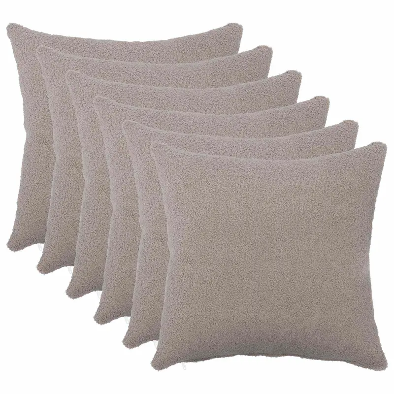 Vidaxl kussensloop 6 pcs heerlen lichtgrijs 45 x 45 cm bouclé