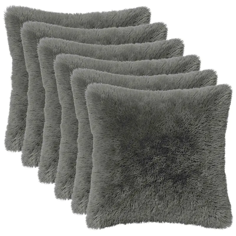 Vidaxl kussensloop 6 pcs heerlen lichtgrijs 45 x 45 cm pv fleece