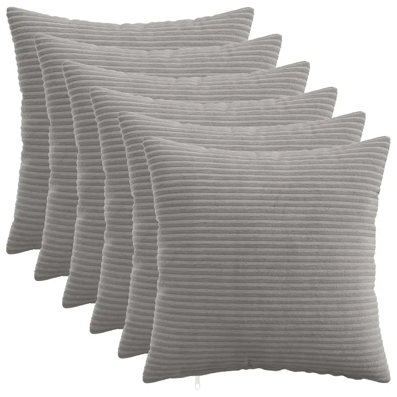 Vidaxl kussensloop 6 pcs heerlen lichtgrijs 50 x 50 cm corduroy