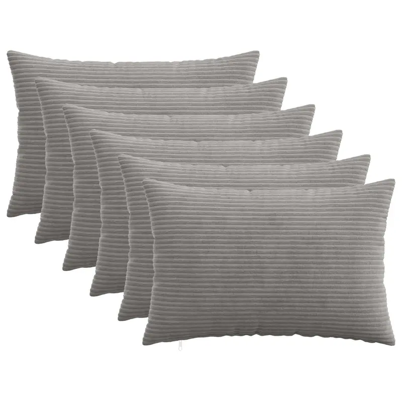 Vidaxl kussensloop 6 pcs heerlen lichtgrijs 50 x 70 cm corduroy