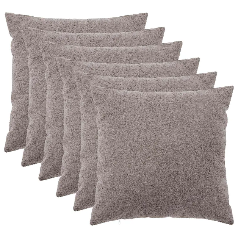 Vidaxl kussensloop 6 pcs heerlen lichtgrijs 55 x 55 cm bouclé