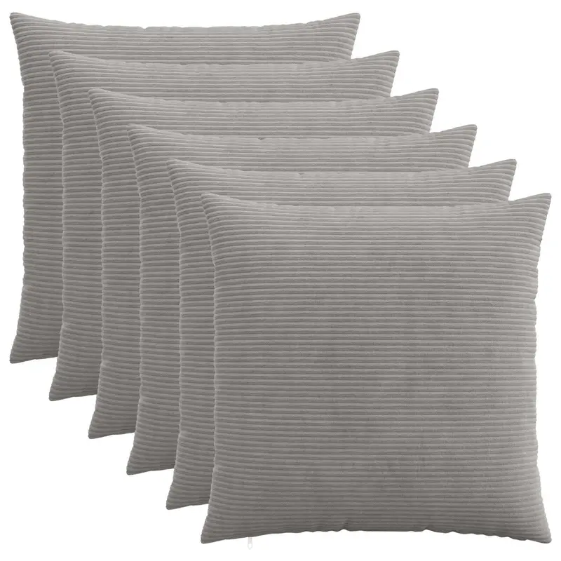 Vidaxl kussensloop 6 pcs heerlen lichtgrijs 80 x 80 cm corduroy