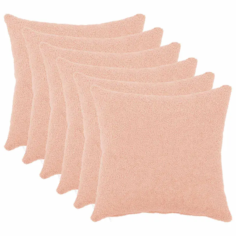 Vidaxl kussensloop 6 pcs heerlen roze 30 x 30 cm bouclé