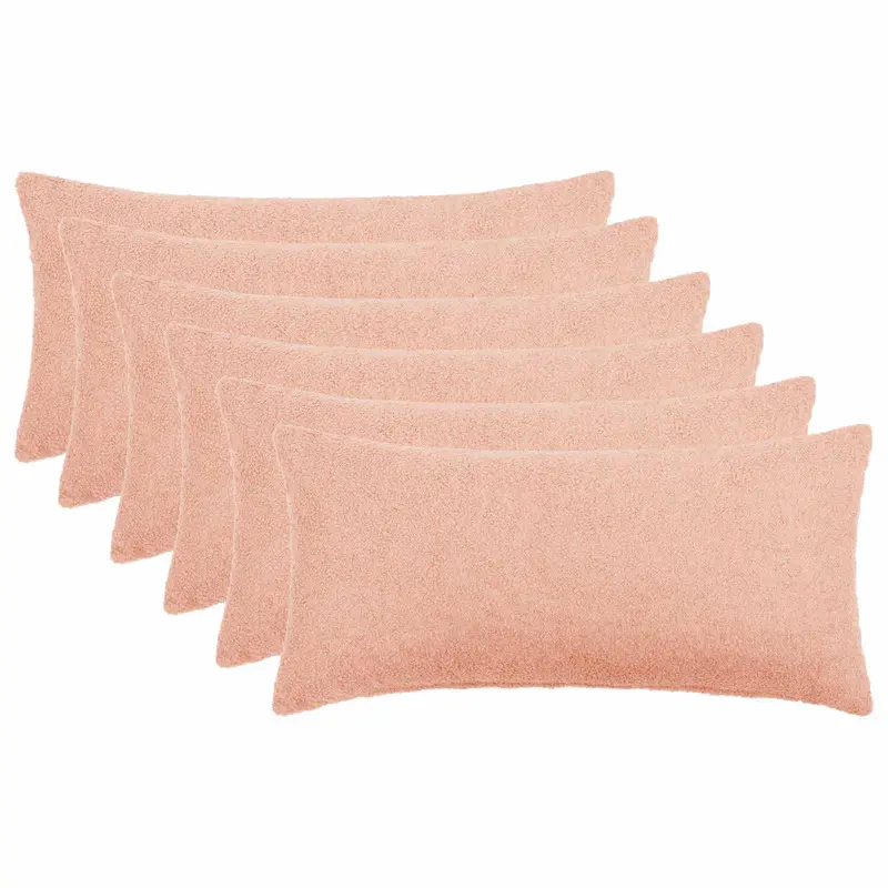 Vidaxl kussensloop 6 pcs heerlen roze 40 x 80 cm bouclé