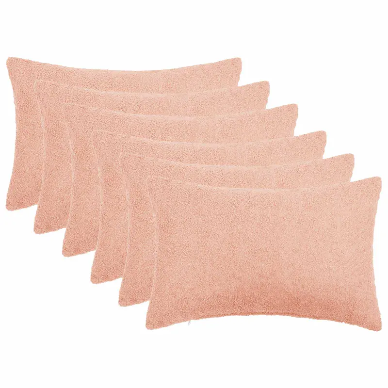 Vidaxl kussensloop 6 pcs heerlen roze 50 x 80 cm bouclé