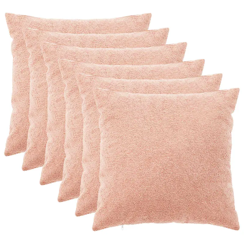 Vidaxl kussensloop 6 pcs heerlen roze 65 x 65 cm bouclé