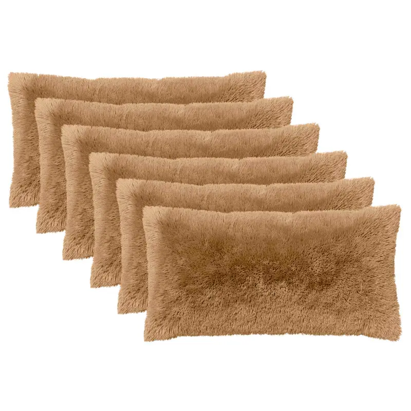 Vidaxl kussensloop 6 pcs heerlen taupe 40 x 70 cm pv fleece