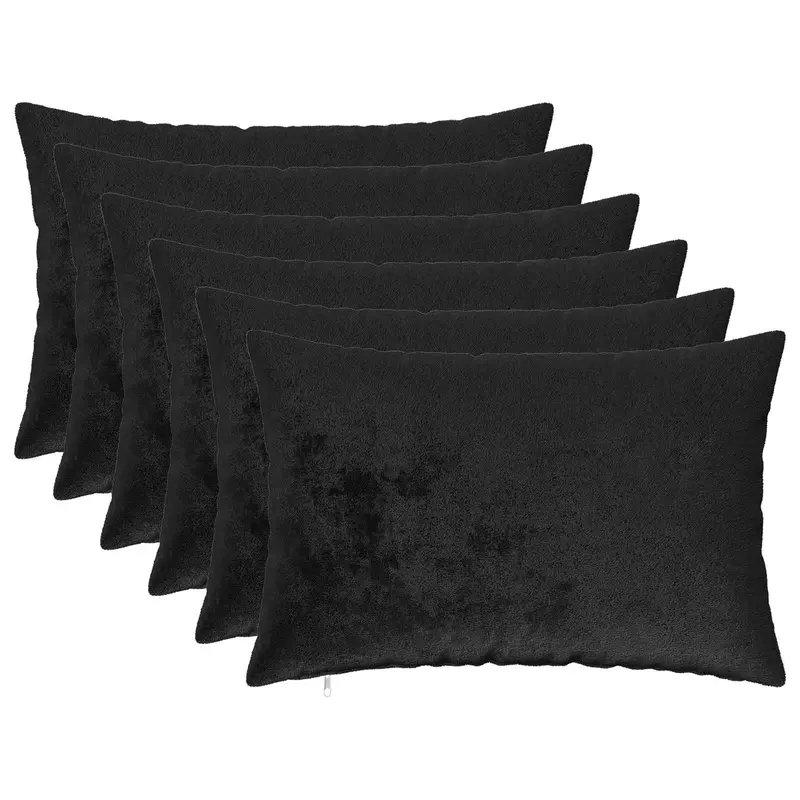 Vidaxl kussensloop 6 pcs heerlen zwart 30 x 50 cm flanel
