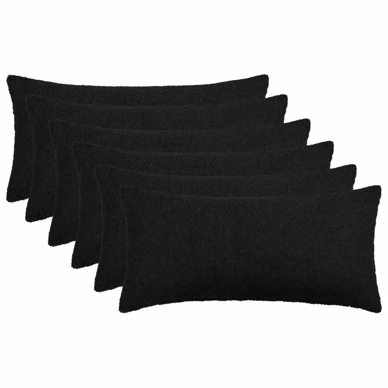 Vidaxl kussensloop 6 pcs heerlen zwart 40 x 70 cm bouclé