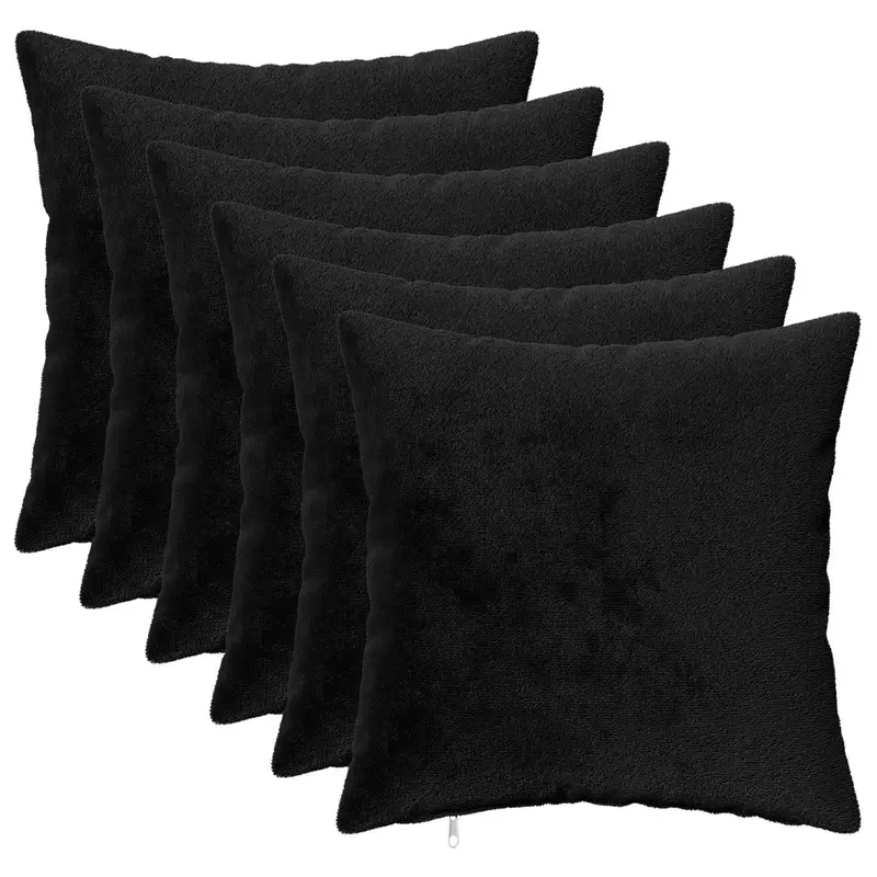 Vidaxl kussensloop 6 pcs heerlen zwart 45 x 45 cm flanel