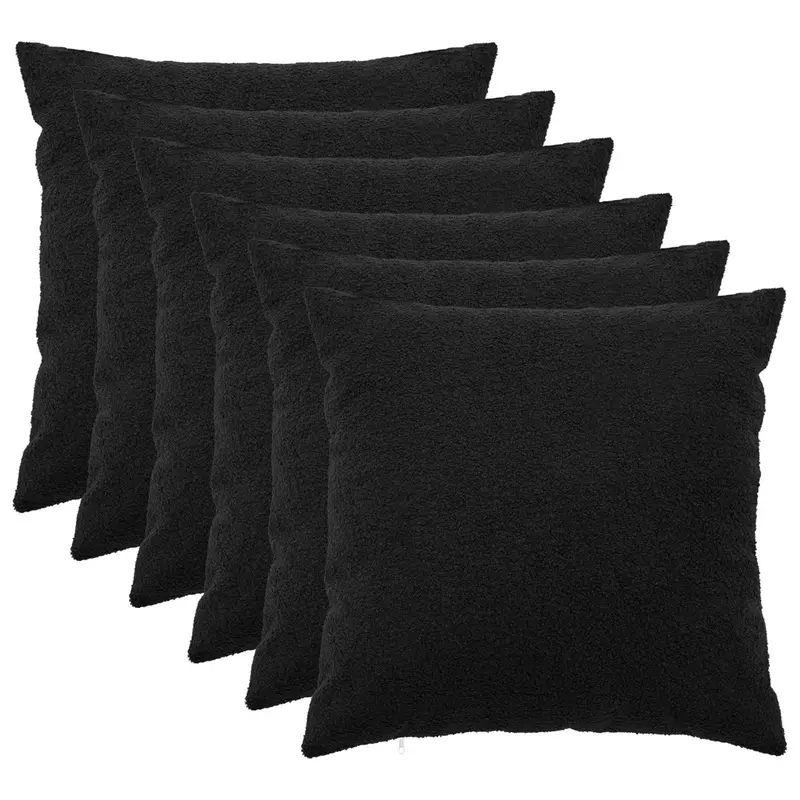 Vidaxl kussensloop 6 pcs heerlen zwart 65 x 65 cm bouclé