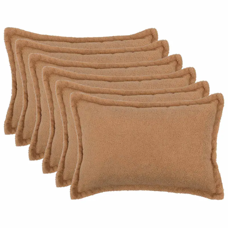 Vidaxl kussensloop 6 pcs houten beige 30 x 50 cm bouclé