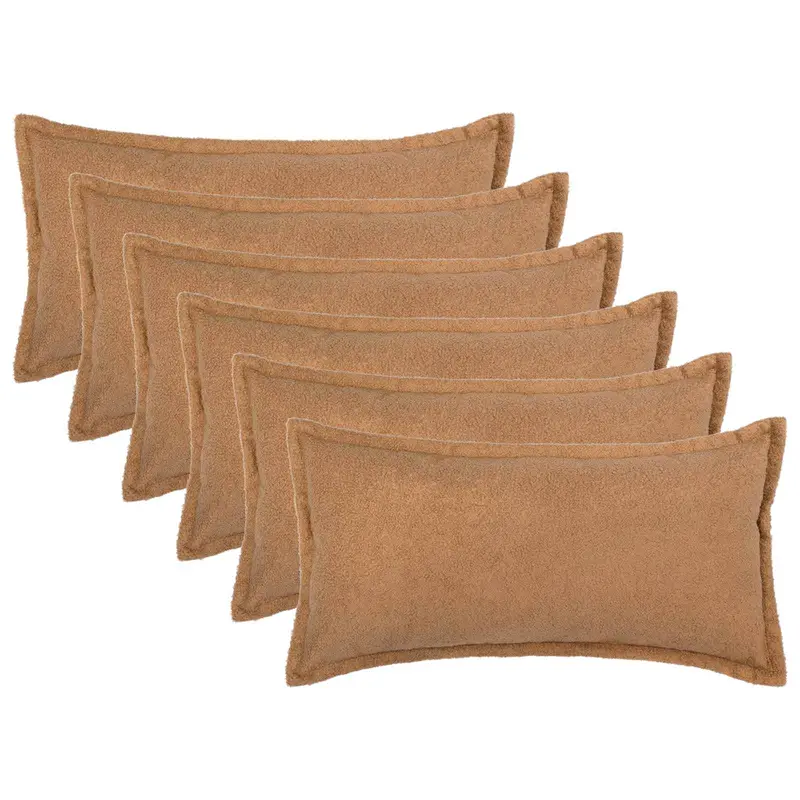Vidaxl kussensloop 6 pcs houten beige 40 x 70 cm bouclé