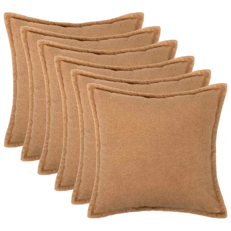 Vidaxl kussensloop 6 pcs houten beige 65 x 65 cm bouclé