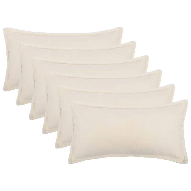 Vidaxl kussensloop 6 pcs houten crèmekleurig 40 x 70 cm bouclé