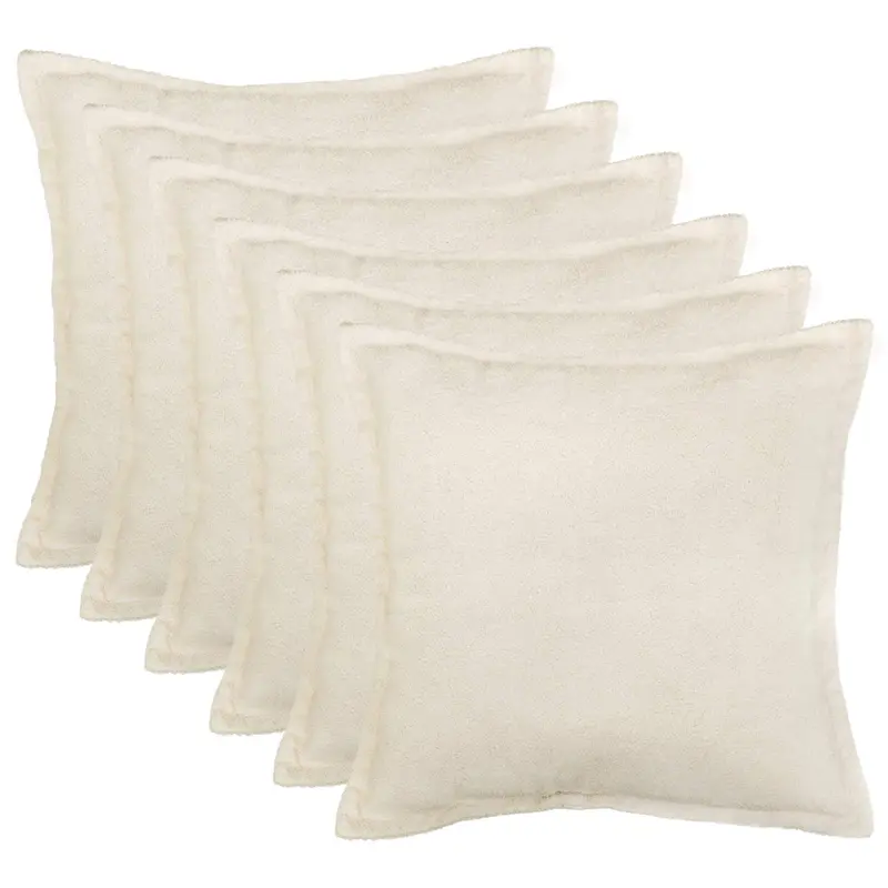 Vidaxl kussensloop 6 pcs houten crèmekleurig 55 x 55 cm bouclé
