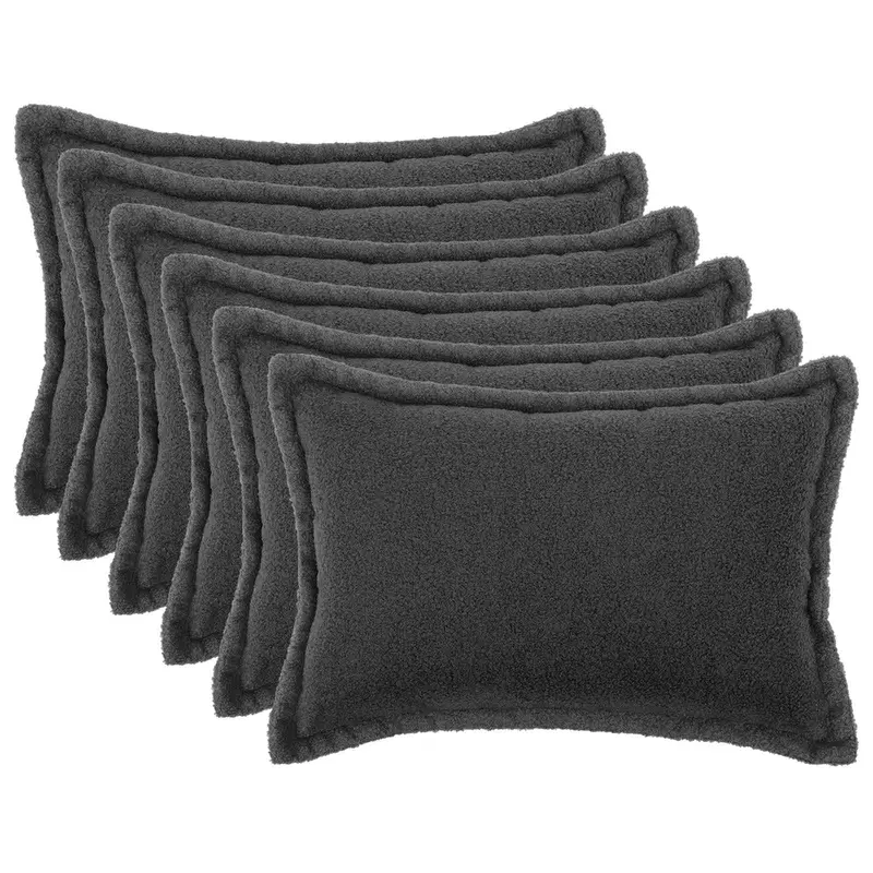 Vidaxl kussensloop 6 pcs houten donkergrijs 30 x 50 cm bouclé