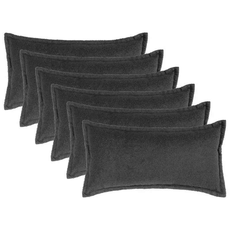 Vidaxl kussensloop 6 pcs houten donkergrijs 40 x 80 cm bouclé