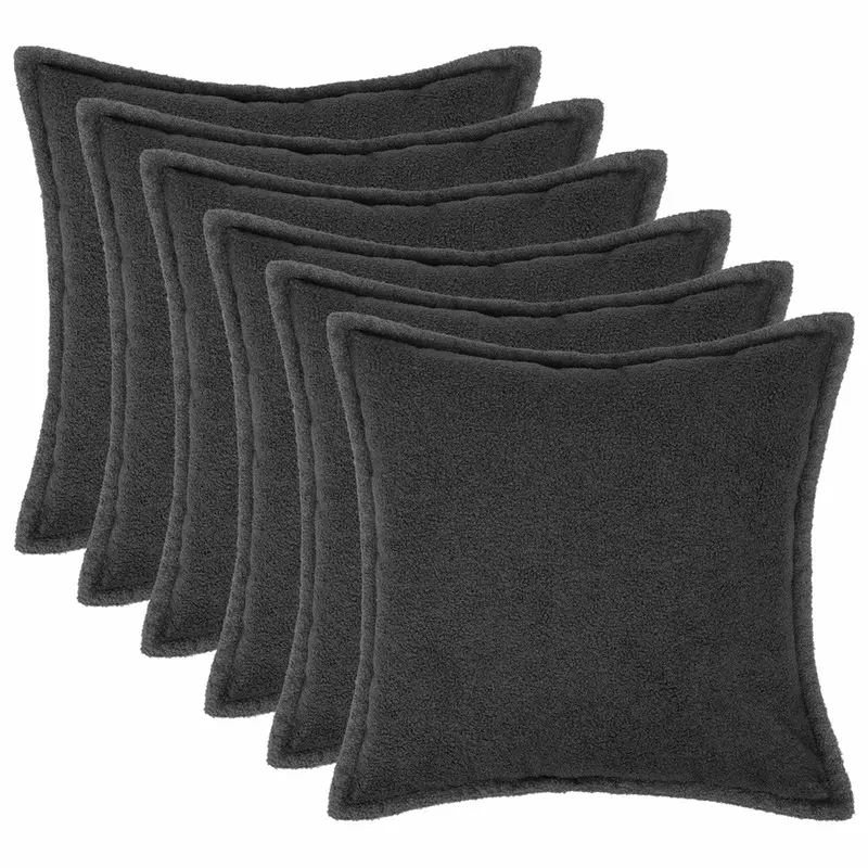 Vidaxl kussensloop 6 pcs houten donkergrijs 55 x 55 cm bouclé