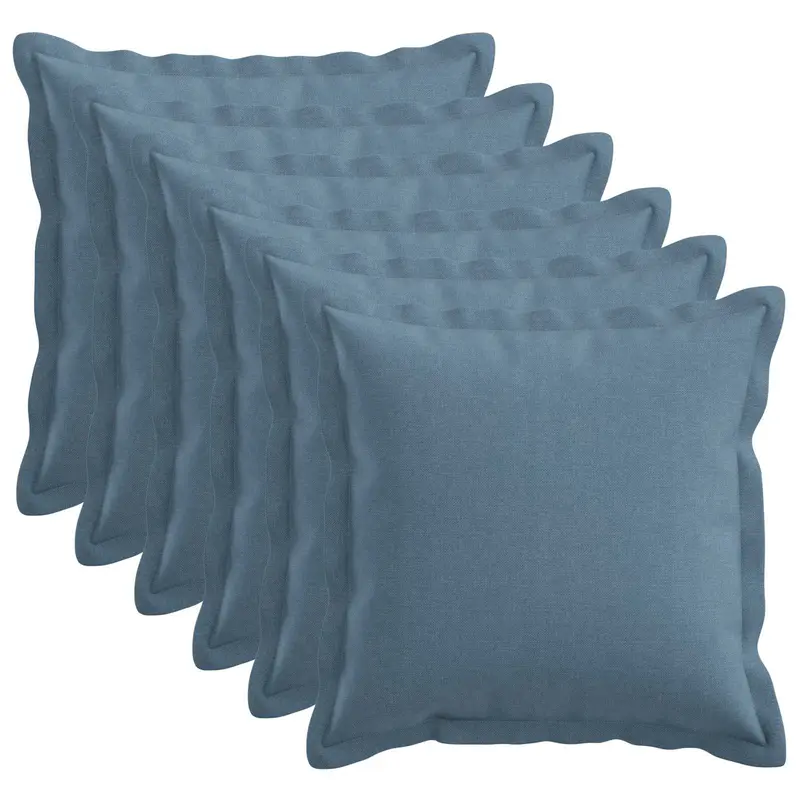 Vidaxl kussensloop 6 pcs houten jeans blauw 45 x 45 cm faux linnen