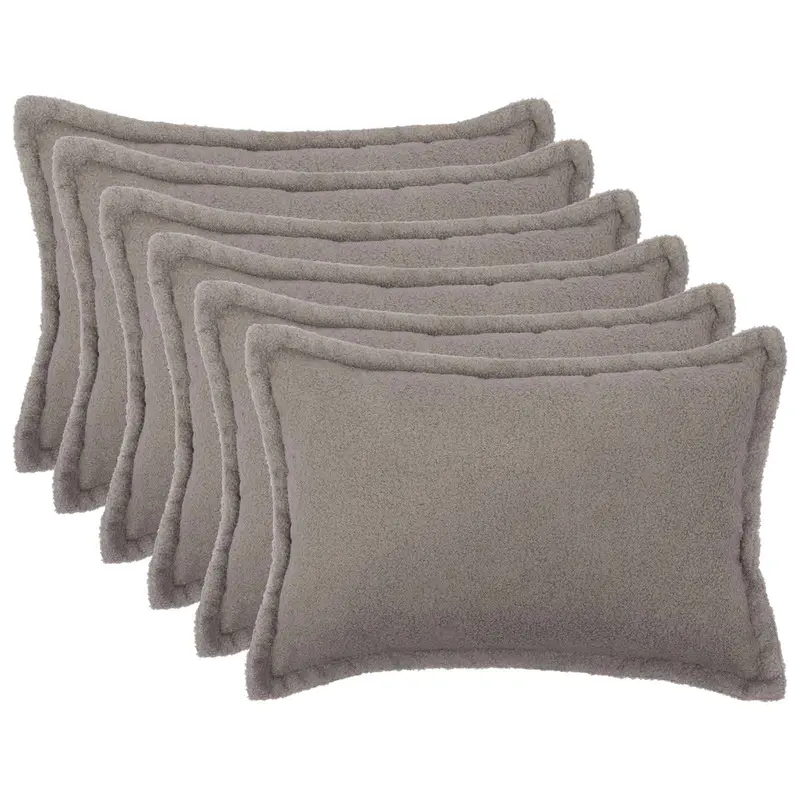 Vidaxl kussensloop 6 pcs houten lichtgrijs 50 x 80 cm bouclé