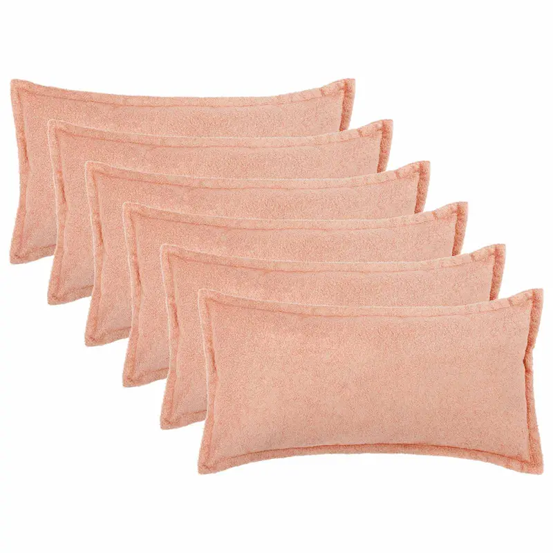 Vidaxl kussensloop 6 pcs houten roze 40 x 80 cm bouclé