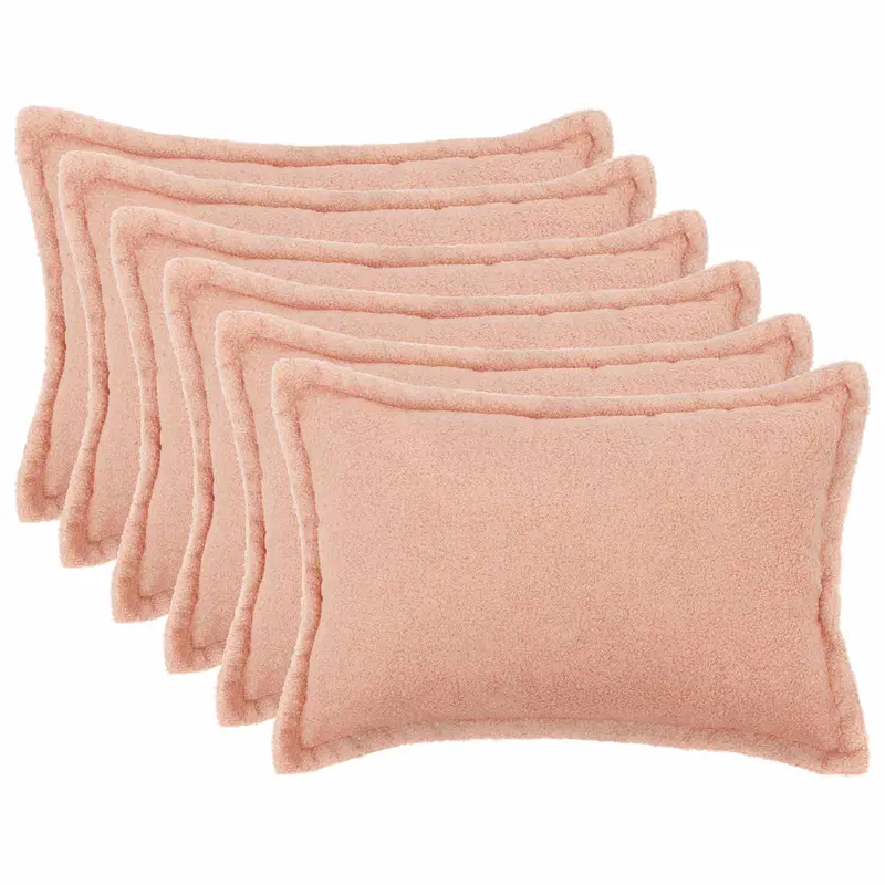 Vidaxl kussensloop 6 pcs houten roze 50 x 70 cm bouclé