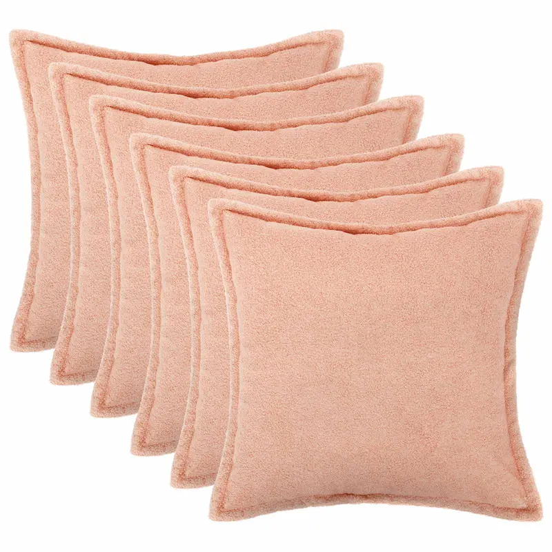 Vidaxl kussensloop 6 pcs houten roze 65 x 65 cm bouclé