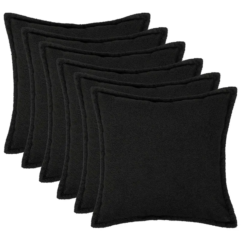 Vidaxl kussensloop 6 pcs houten zwart 40 x 40 cm bouclé