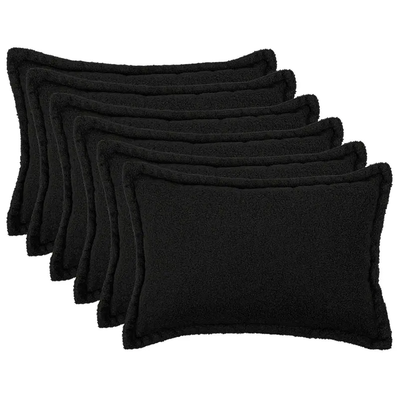 Vidaxl kussensloop 6 pcs houten zwart 40 x 60 cm bouclé