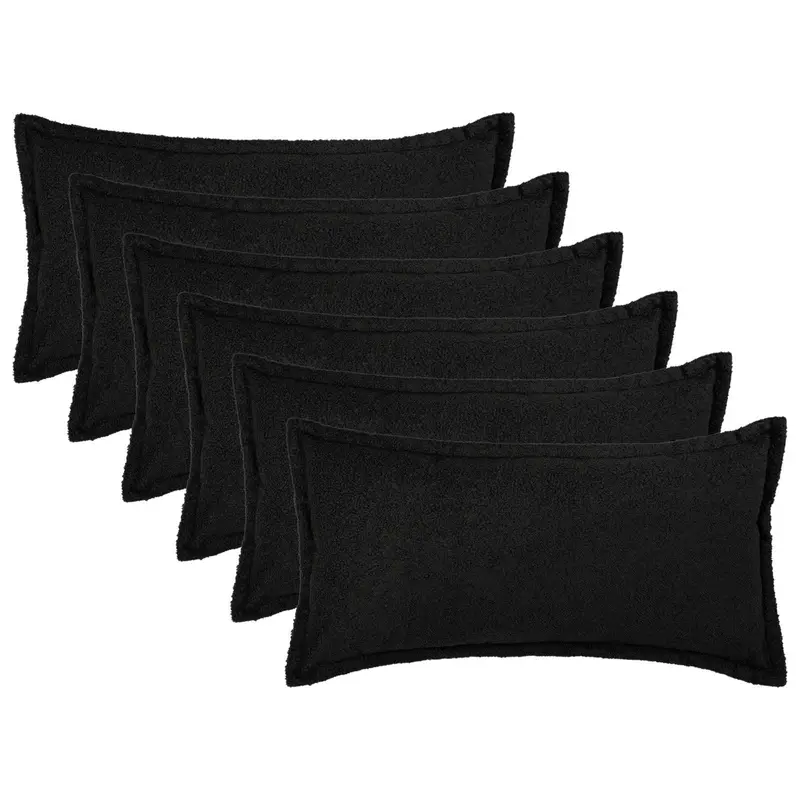 Vidaxl kussensloop 6 pcs houten zwart 40 x 80 cm bouclé