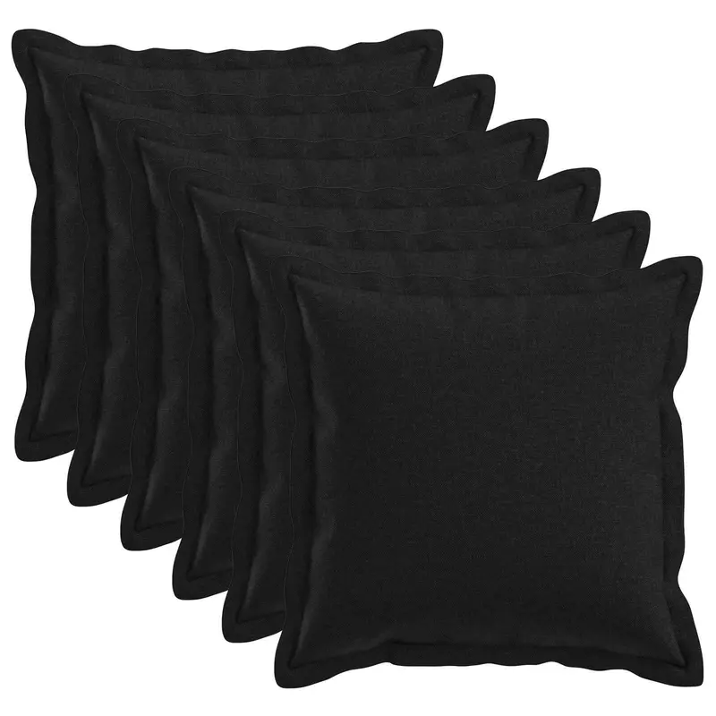 Vidaxl kussensloop 6 pcs houten zwart 50 x 50 cm faux linnen