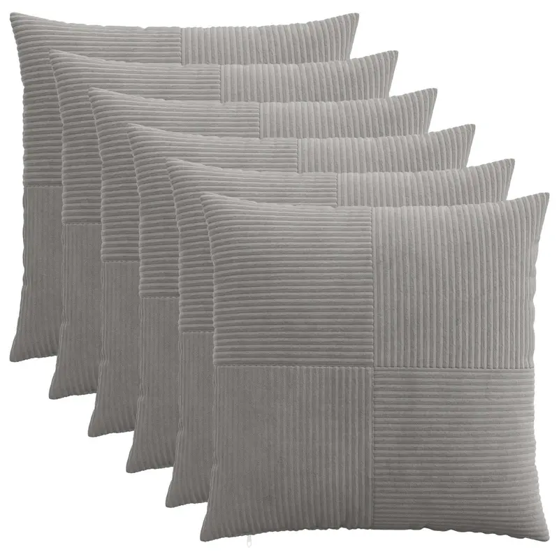 Vidaxl kussensloop 6 st almelo lichtgrijs 65 x 65 cm corduroy