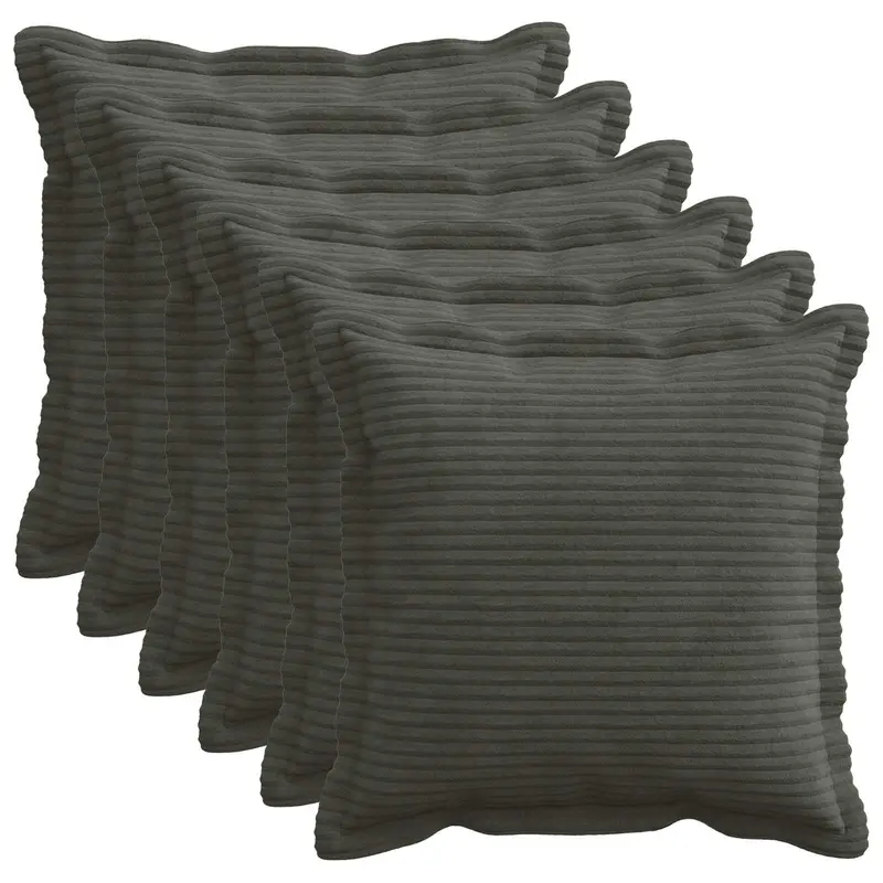 Vidaxl kussensloop 6 st houten antraciet 30 x 30 cm corduroy